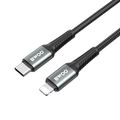 BWOO opletený kábel USB-C - Lightning 2m 30W čierny