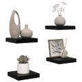 vidaXL Plávajúce nástenné police 4ks, lesklé čierne 23x23,5x3,8cm, MDF