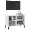 vidaXL TV stolík nohy z kovu lesklý biely 69,5x30x50 cm