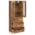 vidaXL Highboard so zásuvkou Staré drevo 69,5 x 34 x 180 cm