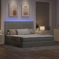 vidaXL LED úložná posteľ s matracom Svetlosivá 200 x 200 cm Látka