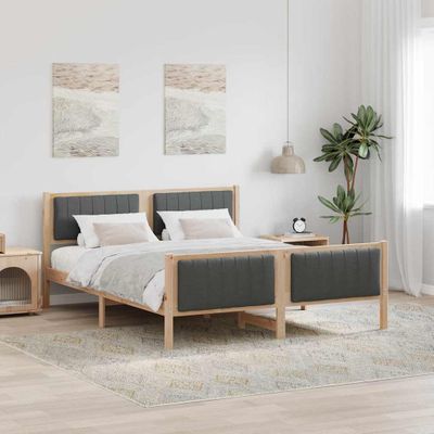 vidaXL Rám postele hnedá a tmavosivá 160 x 200 cm Borovicový masív