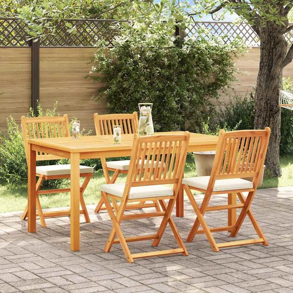 vidaXL Skladacia stolička 4 pcs Biela 49 x 57.5 x 92 cm Akáciový masív