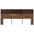 vidaXL Čelo postele so skrinkou dymový dub 220x19x101,5 cm