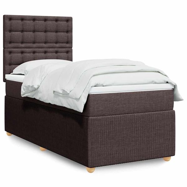 vidaXL Posteľný rám boxsping s matracom hnedý 90x200 cm látka