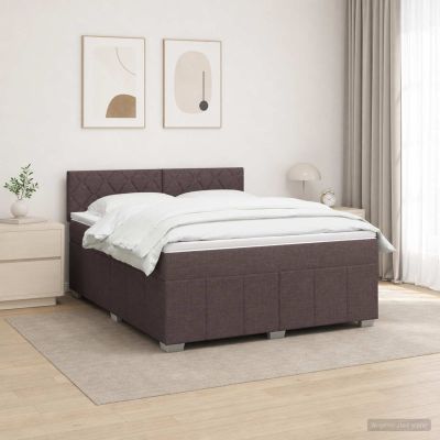 vidaXL LED boxspring posteľ s matracom Tmavohnedá 140 x 200 cm Látka