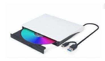 Externá DVD RW mechanika, USB 3.1 + typ C pripojenie, biela, Gembird