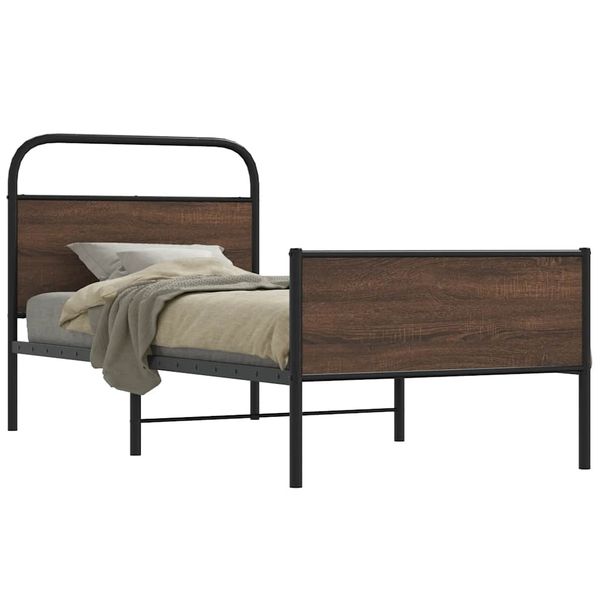 vidaXL Posteľný rám bez matraca 90x190 cm hnedý dub kompozitné drevo