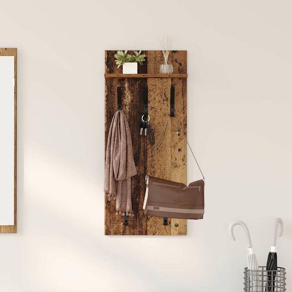 vidaXL Vešiak na stenu Staré drevo 40 x 10 x 90 cm Kompozitné drevo