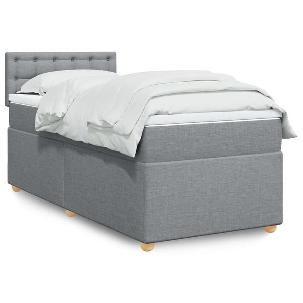 vidaXL Posteľný rám boxsping s matracom bledosivý 90x190 cm látka