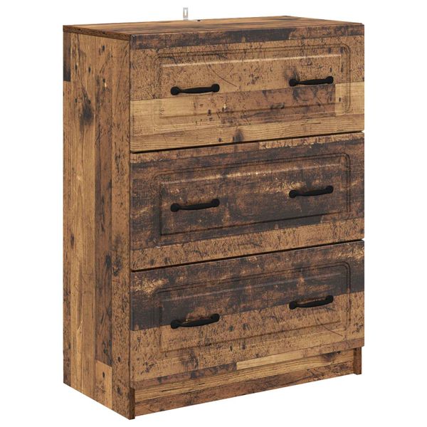 vidaXL Zásuvkový kabinet Staré drevo 66 x 34,5 x 87 cm