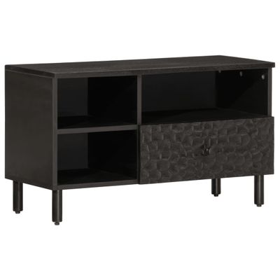 vidaXL TV skrinka, čierna 80x33x46 cm, mangový masív