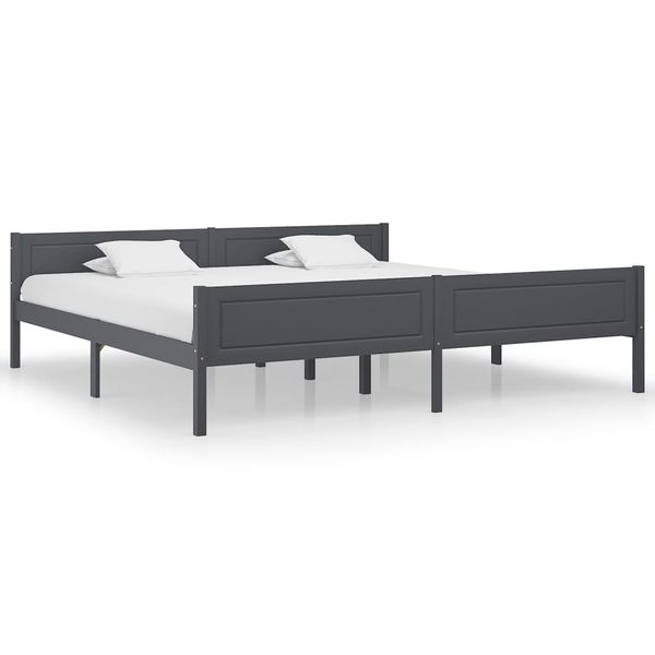 vidaXL Posteľný rám borovicový masív sivý 200x200 cm