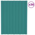 vidaXL Strešný panel 36 ks Zelená 60 x 45 cm Pozinkovaná oceľ
