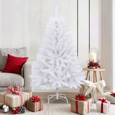 vidaXL Umelý vianočný stromček s 150 LED-i Biela 150 cm PVC a kov