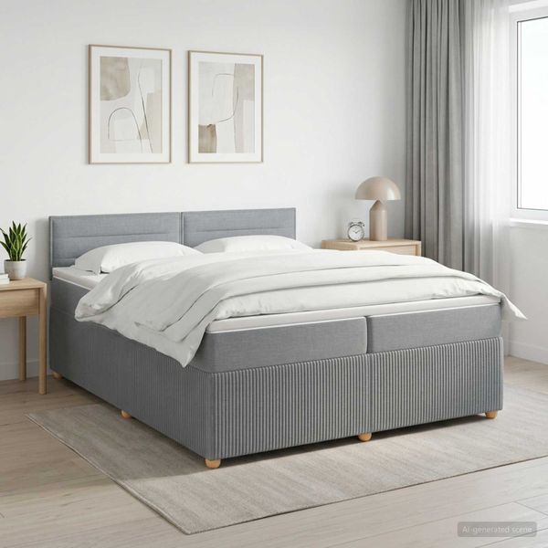 vidaXL Posteľ boxspring s matracom Svetlosivá 200 x 200 cm Látka