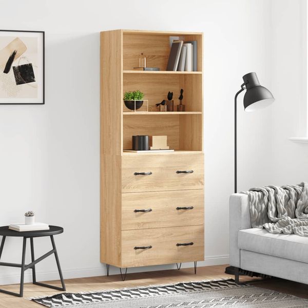 vidaXL Vysoká skrinka dub sonoma 69,5x34x180 cm spracované drevo