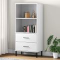 vidaXL Knižnica s 2 zásuvkami biela 60x35x128,5 cm masívne drevo OSLO