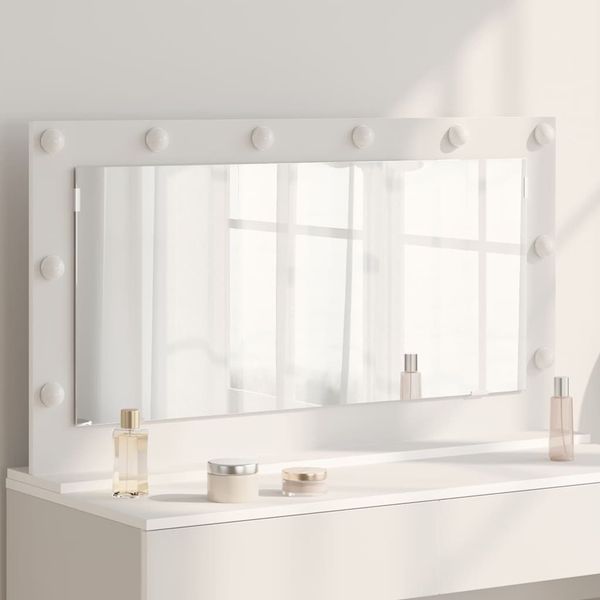 vidaXL Toaletné zrkadlo Obdĺžnikový so zrkadlom Biela 100 x 55 x 18 cm