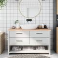 vidaXL Kúpeľňová doska 140x60x(2-4) cm neošetrený masív