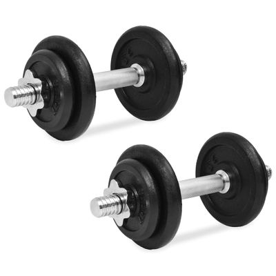 vidaXL 14-dielna sada činiek dumbbell 20 kg, liatina