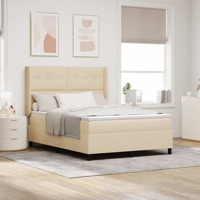 vidaXL Posteľ s pružinovým rámom s vankúšom Krémová 200 x 140 cm látka