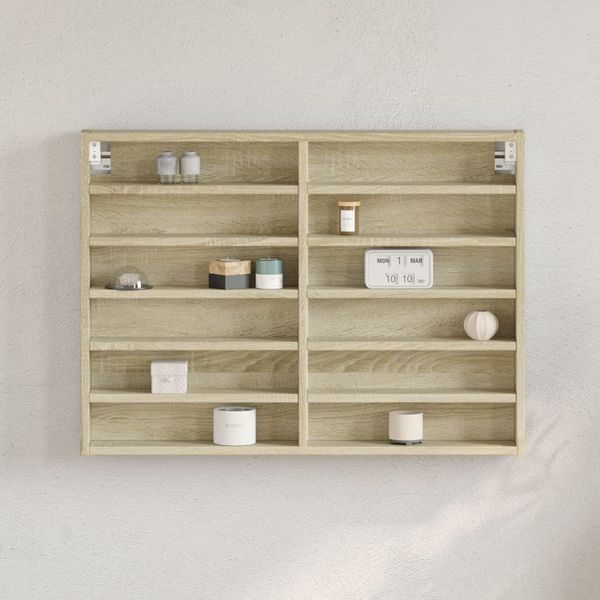 vidaXL Vitrína dub sonoma 80x8,5x58 cm kompozitné drevo