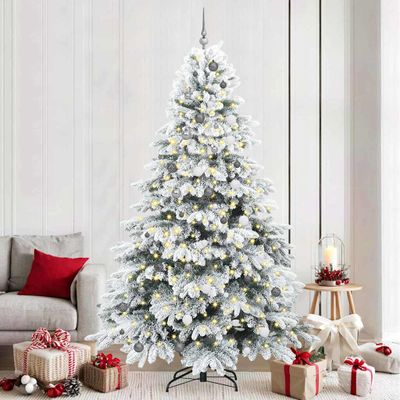 vidaXL Umelý vianočný stromček s 300 LED-i Biela 240 cm PE a PVC