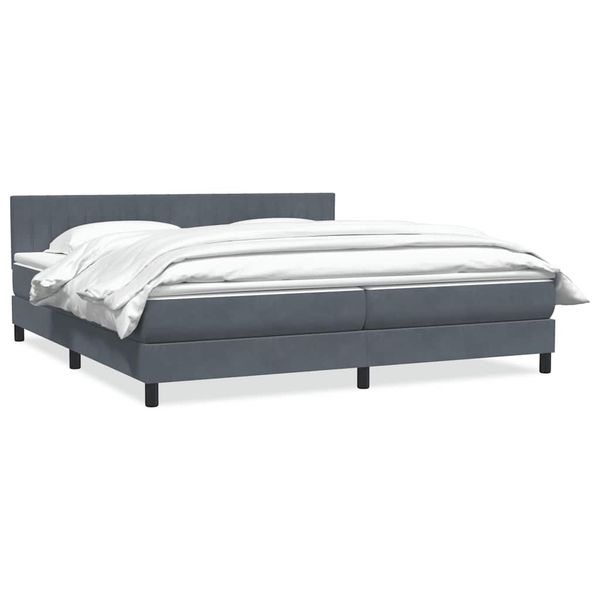 vidaXL Posteľný rám boxspring s matracom tmavosivý 180x210 cm zamat