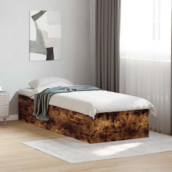 vidaXL Rám postele na podlahe Dymový dub 80 x 200 cm Kompozitné drevo