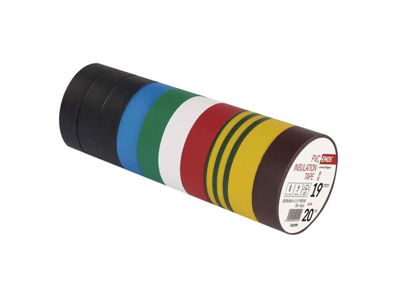 Páska izolačná PVC 19mm/20m farebný mix EMOS 10ks