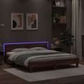 vidaXL Posteľný rám s čelom a LED hnedý dub 160x200 cm