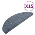 vidaXL Kobercové nášľapy na schody 15 ks modré 65x21x4 cm