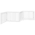 vidaXL Brána pre psa s dverami sklad. 4pan. biela 320cm topoľové drevo