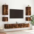 vidaXL TV nástenné skrinky s LED svetlami 2 ks dymový dub 40,5x35x40cm