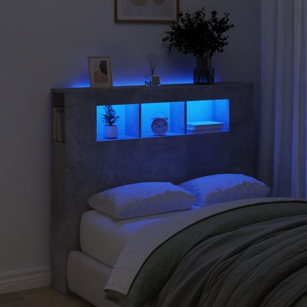 vidaXL Čelo s LED betónovo sivé 120x18,5x103,5 cm kompozitné drevo