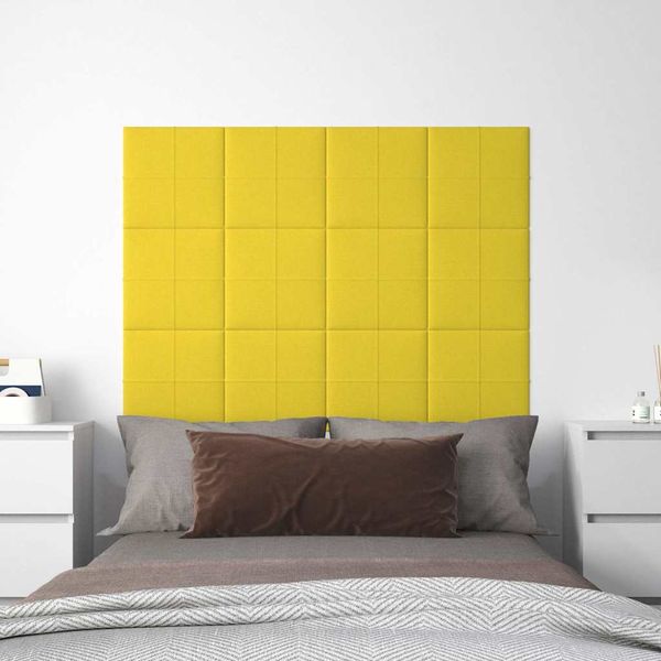 vidaXL Nástenné panely 12 ks bledožlté 30x30 cm látka 1,08 m²