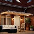 vidaXL Ručný rám markízy s LED Žltá a biela 4 × 3 m