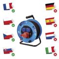 Predlžovací kábel EMOS P193250 na bubne 25 m / 3 zásuvky / čierny / guma / 230V/400V / 1,5 mm2