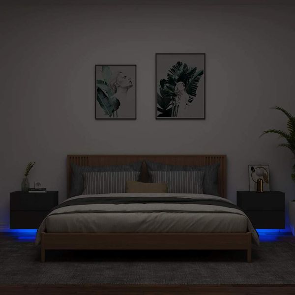 vidaXL Nástenné nočné skrinky s LED osvetlením 2 ks čierne