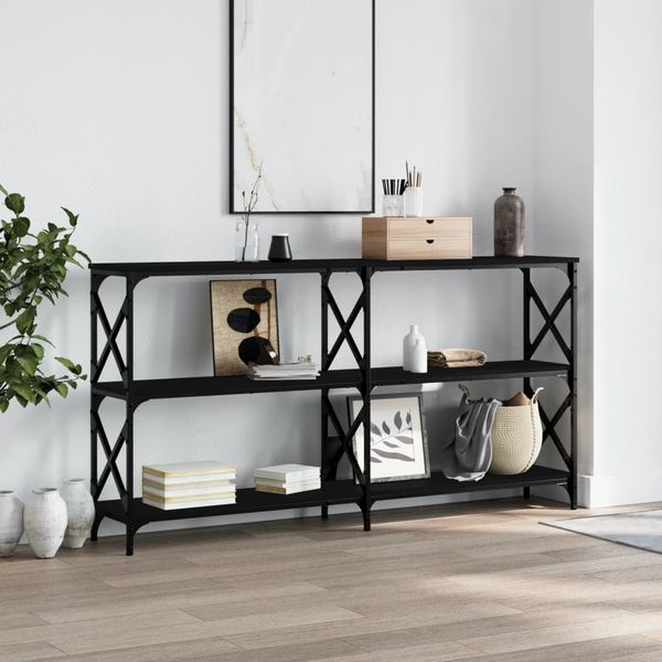 vidaXL Konzolový stolík čierny 200x28x80,5 cm kompozitné drevo