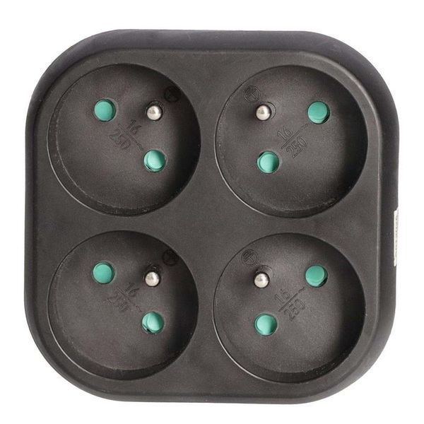 Rozbočovacia zásuvka SOLIGHT P112, 4x 10A, čierna