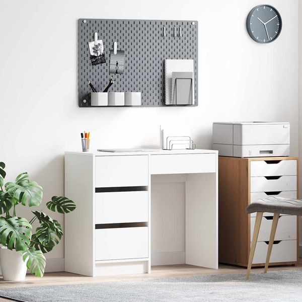 vidaXL Stôl so zásuvkou Biela 90 x 37,5 x 75 cm Kompozitné drevo
