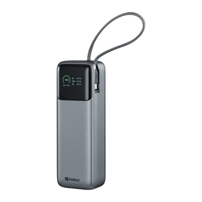 Sandberg All-in1 Powerbank 20000 mAh PD 130W, powerbanka s USB-C káblom, čierna