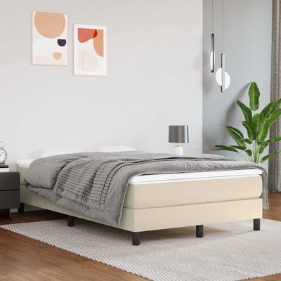 vidaXL Posteľný rám s boxspringom krémový 120x200 cm umelá koža