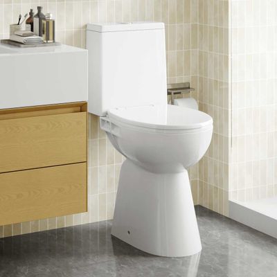 vidaXL Bezokrajová toaleta 7 cm extra výška, pomalé zatváranie, biela keramika