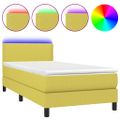 vidaXL Posteľ boxsping s matracom a LED zelená 100x200 cm látka
