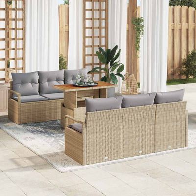 vidaXL Súprava záhradných pohoviek 7 pcs béžová a svetlosivá