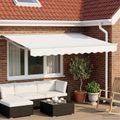 vidaXL Ručný rám markízy s LED Biely 3 x 2 m Polyester s PU povrchom