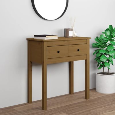 vidaXL Konzolový stolík medovohnedý 70x35x75 cm masívna borovica